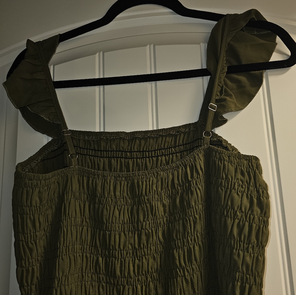 Army Green Jump Suit with Pockets and Adjustable Straps